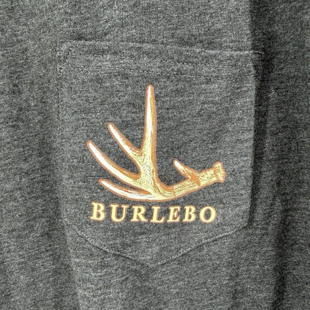 NWT Burlebo T-Shirt Mens M Charcoal Gray Long Sleeve Crew Deer Hunting Pocket - Picture 3 of 10